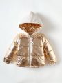 SHEIN Kids Nujoom Toddler Girls' Cool And Interesting Double-sided Hooded Coat With Zipper For Autumn And Winter