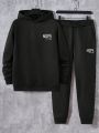 Manfinity Homme Men's Letter Printed Hoodie And Sweatpants Tracksuit Set