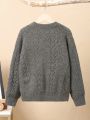 SHEIN Kids EVRYDAY Tween Boy Cable Knit Drop Shoulder Sweater