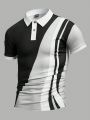 Manfinity Homme Men's Simple Color Block Short-sleeved Polo Shirt With Turn-down Collar