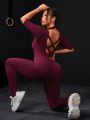 Yoga Basic Plus Size Women'S Seamless Back Cross Sports Jumpsuit