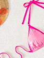 SHEIN Swim SXY Triangle Cup Halter Neck Bikini Top