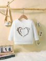 Baby Girl Leopard & Heart Print Sweatshirt