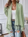 SHEIN LUNE Women's Open Front Cardigan With Tassel Hemline