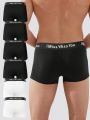 6pcs Men's Boxer Briefs With Slogan Patterns