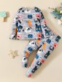 SHEIN Baby Boys' Cartoon Printed Homewear Set