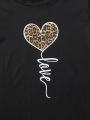 Teen Girls' Heart Printed Short Sleeve T-Shirt