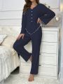 Women's Bell Sleeve Long Sleeve Long Pants Pajama Set