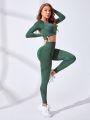 Women's Drop Shoulder Sleeve & Wide Waistband Sports Suit