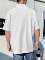 Manfinity Hypemode Loose-Fit Men's White Polo Shirt With Short Sleeves And A Versatile Style