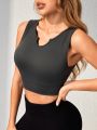 Notched Neckline Crop Tank Top