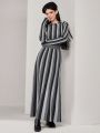 SHEIN Mulvari Striped Round Neck Ribbed Knit Sweater Dress