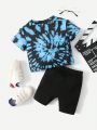 SHEIN Baby Girls' Casual Comfortable Tie-Dye Outfit