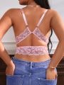 Plus Size Solid Color Bowknot Decor Backless Wire Free Bralette (Valentine's Day Edition)