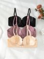 Women's Underwear Bra (Underwire And Lightly Padded) 3pcs Seamless Bra Set