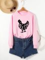 Women's Chicken Pattern Printed Fleece Sweatshirt