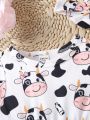 Infant Girls' Sleeveless Cartoon Printed Full-Length Dress