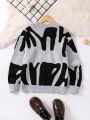 Boys' Casual Streetwear Color Block Print Round Neck Sweater