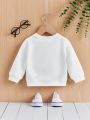 Baby Boys' Casual Long Sleeve Round Neck Sweatshirt With 2024 New Year Pattern, Suitable For Autumn And Winter