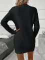 Women's Solid Color Batwing Sleeve Short Knitted Sweater Dress