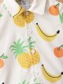 SHEIN Baby Boy Fruit Print Shirt & Shorts Without Tee