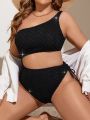 SHEIN Swim Basics Plus Size Hollow Out One-Piece Swimsuit