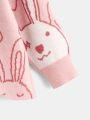 SHEIN Kids QTFun Young Girl Rabbit Pattern Asymmetrical Hem Sweater