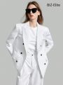 SHEIN BIZwear Peak Lapel Striped Suit Jacket And Pants Set