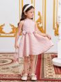 SHEIN Kids Nujoom Toddler Girls Bow Front Halter Neck Dress