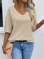 Solid Waffle Knit Drop Shoulder Tee