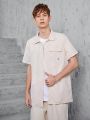 Teen Boys' Casual Street Style College Pocket Short Sleeve Shirt