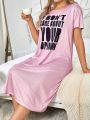 Women's Nightgown With Text Pattern