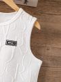 SHEIN Kids EVRYDAY Tween Boys' Letter & Emblems Detail Tank Top