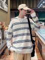 Manfinity Hypemode Men'S Striped Drop Shoulder Long Sleeve Sweater With Round Neck