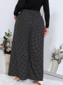 SHEIN Clasi Plus Polka Dot Print Wide Leg Pants