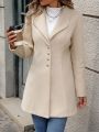 Women's Turn-down Collar Long Sleeve Woolen Coat