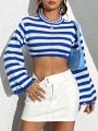 SHEIN Coolane Cropped Striped Sweater