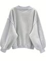 Plus Size Women's Letter Printed Fleece Sweatshirt