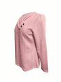 Women's Solid Color Asymmetric Collar With Button Detail Sweatshirt