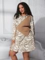 SHEIN CURVE+ Women's Plus Size Printed Shirt Dress