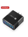 1pc Black Korean Standard Plug 30w Usb Charger With Quick Charge 3.0 And 6 Usb Ports, Fast Wall Charger Compatible With Iphone, Xiaomi, Samsung, And Other Multi-port Mobile Phones