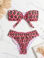 SHEIN Swim Mod Printed Twist Bikini Set