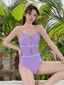 DAZY One-piece Swimsuit With Color Block And Bowknot Decoration