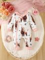 Baby Girls' Cute Cow Printed Long Sleeve Jumpsuit For Winter