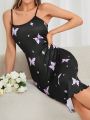 Butterfly Print Lettuce Edge Cami Sleep Dress