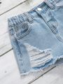 Toddler Girls' Distressed Frayed Hem Denim Shorts