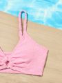 Big Girls' Solid Textured Swimsuit Set