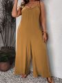 SHEIN VCAY Plus Size Women's Spaghetti Strap Wide Leg Jumpsuit