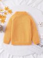 Girls' Lovely Stand Collar Yellow Sweater With Sheep Pattern