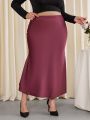 SHEIN Privé Plus Size Elegant Mermaid Hem Midi Skirt